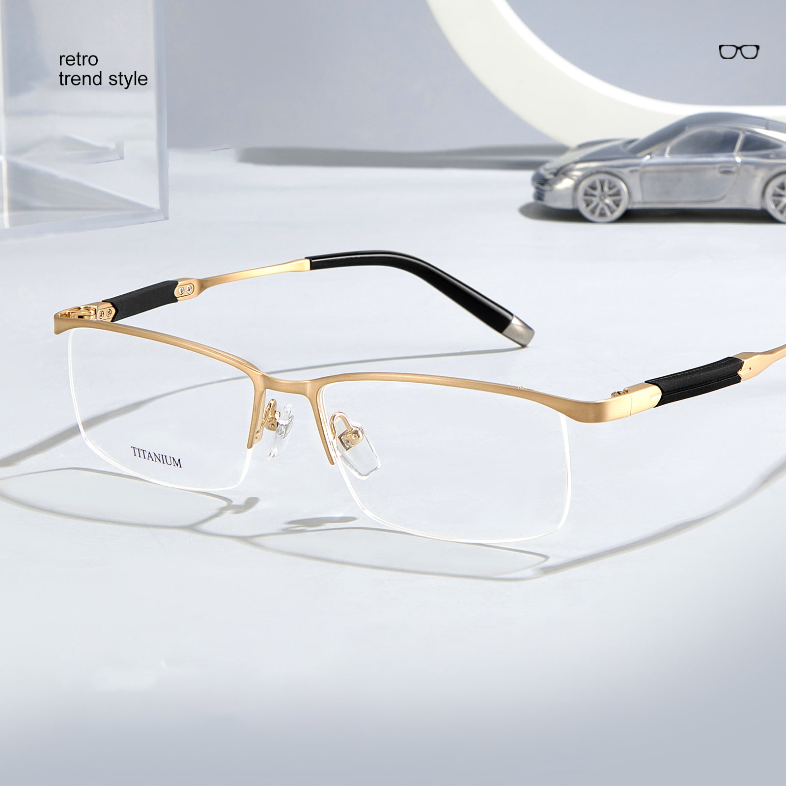 S9049 High-End polorámové nedeformovatelné čisté titanové brýle
