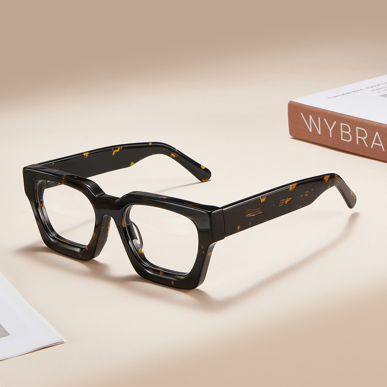 RD29006 Acetátové brýle s hrubým čtvercovým rámem, panty